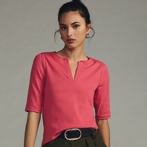 NWT Anthropologie Maeve Split Neck Top SZ XL